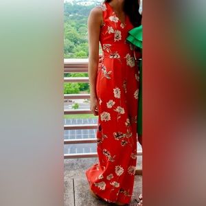 Sugar Lips Floral Orange Jumpsuit 🧡